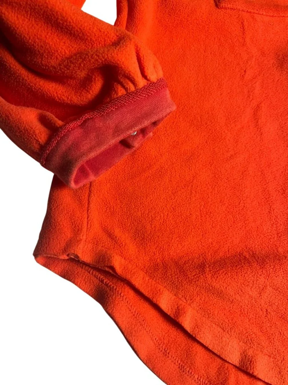 POL Orange Red Fleece Oversized L Shacket Star Patches Snap Buttons & Pockets